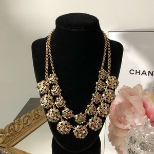 Gorgeous Talbots Double Layer Gold Toned Necklace With Gemstones